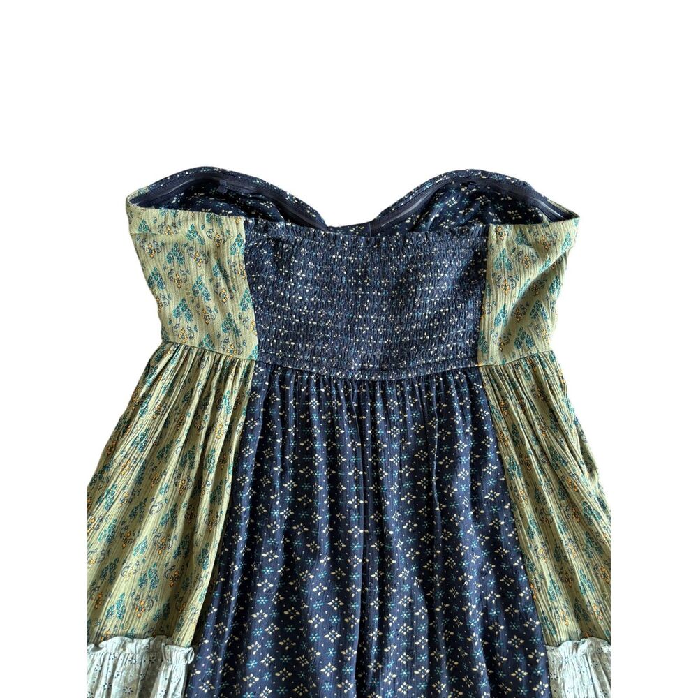 Free People "Across The Sea" Patchwork Strapless Tunic Mini Dress Indie Size M - Picture 7 of 10